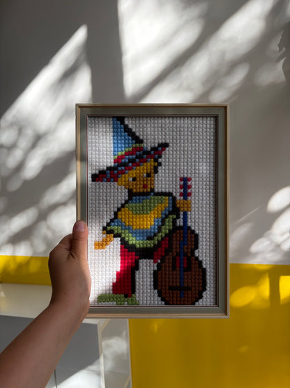 BRODERIE POINT DE CROIX CANARD MUSICIEN | FAIT MAIN 🎻