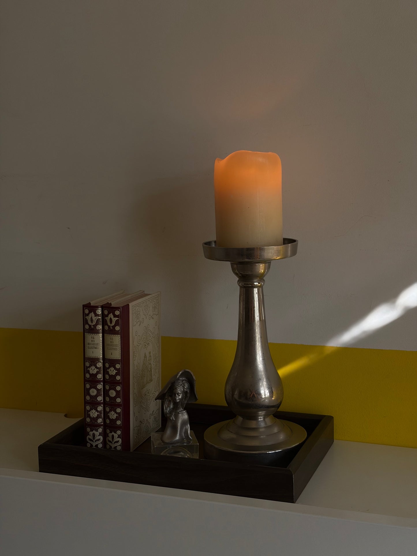 BOUGEOIR MÉTAL ARGENTÉ PATINÉ STYLE BALUSTER | VINTAGE 🕯️🤍