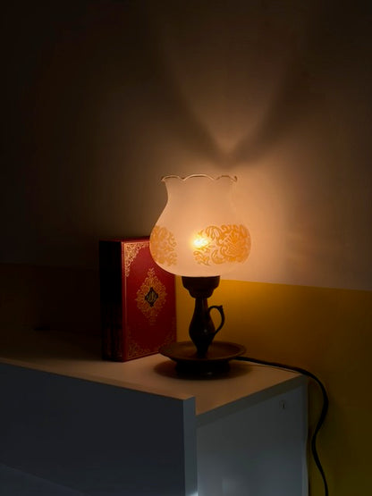 LAMPE BRONZE ABAT-JOUR OPALINE VINTAGE 🕯️