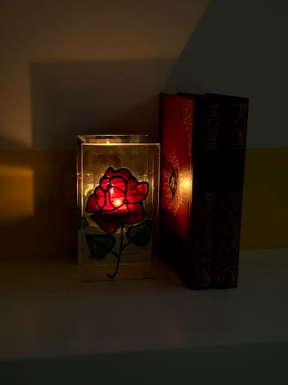 PHOTOPHORE ROSE VITRAIL VINTAGE 🌹
