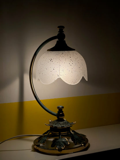 LAMPE BRAS ARQUÉ FEUILLES DE VIGNE TULIPE VERRE | ART NOUVEAU