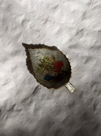 VIDE-POCHE FEUILLE ÉMAILLÉ VINTAGE 🍂