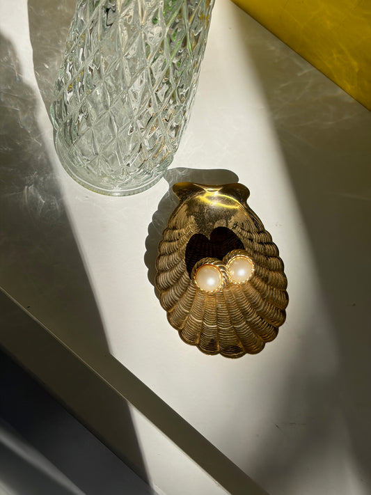 PORTE-BIJOUX COQUILLAGE LAITON DORÉ | VINTAGE🐚✨