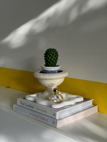 COUPE PIÉDOUCHE CÉRAMIQUE CRÈME VINTAGE