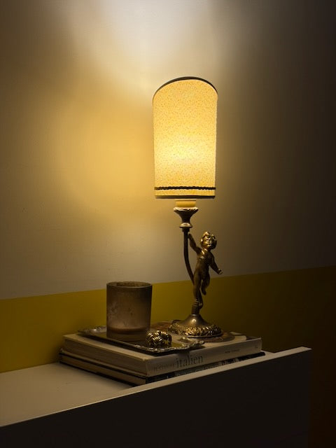 LAMPE PUTTO BRONZE ABAT-JOUR CYLINDRIQUE 👼