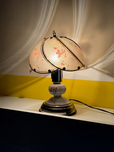 LAMPE ABAT-JOUR FLORAL VERRE VINTAGE 🌸