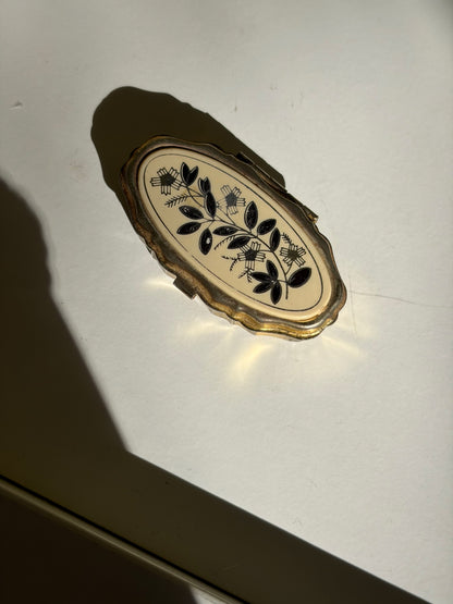 PETITE BOÎTE À BIJOUX OVALE LAQUE NOIRE ET OR | VINTAGE