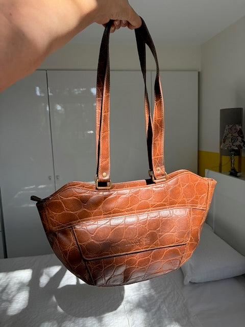 SAC CROCO CAMEL CUIR VINTAGE 👜