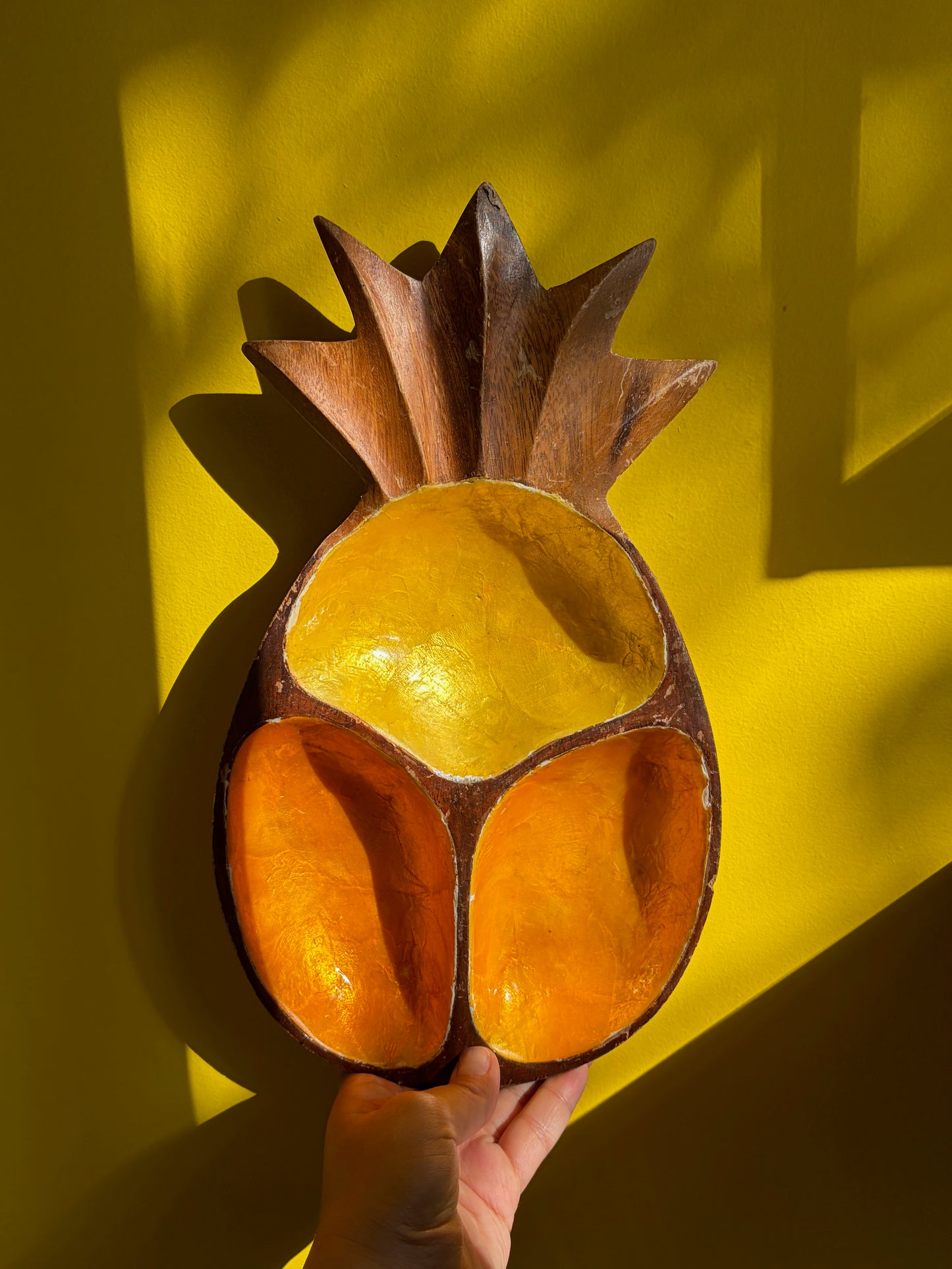 VIDE-POCHE ANANAS BOIS SCULPTÉ LAQUÉ | VINTAGE 🍍✨