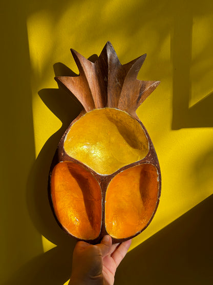 VIDE-POCHE ANANAS BOIS SCULPTÉ LAQUÉ | VINTAGE 🍍✨