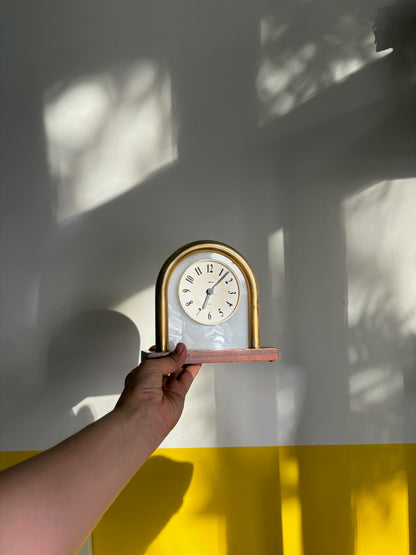 HORLOGE DE BUREAU LAITON DORÉ BOIS | VINTAGE