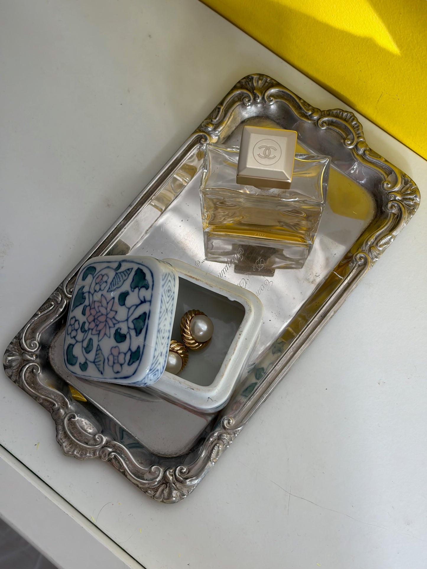 BOÎTE À BIJOUX PORCELAINE CHINOISE FLEURS LOTUS | VINTAGE💙