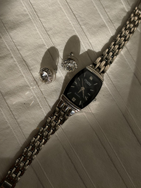 MONTRE CARAVELLE BY BULOVA DIAMOND CADRAN NOIR | VINTAGE 🖤💎