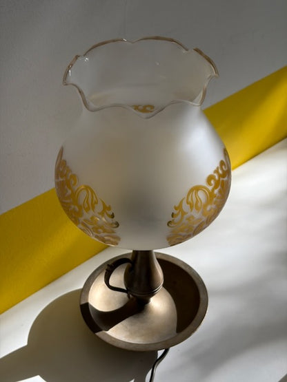 LAMPE BRONZE ABAT-JOUR OPALINE VINTAGE 🕯️