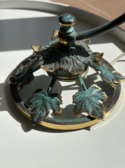 LAMPE BRAS ARQUÉ FEUILLES DE VIGNE TULIPE VERRE | ART NOUVEAU