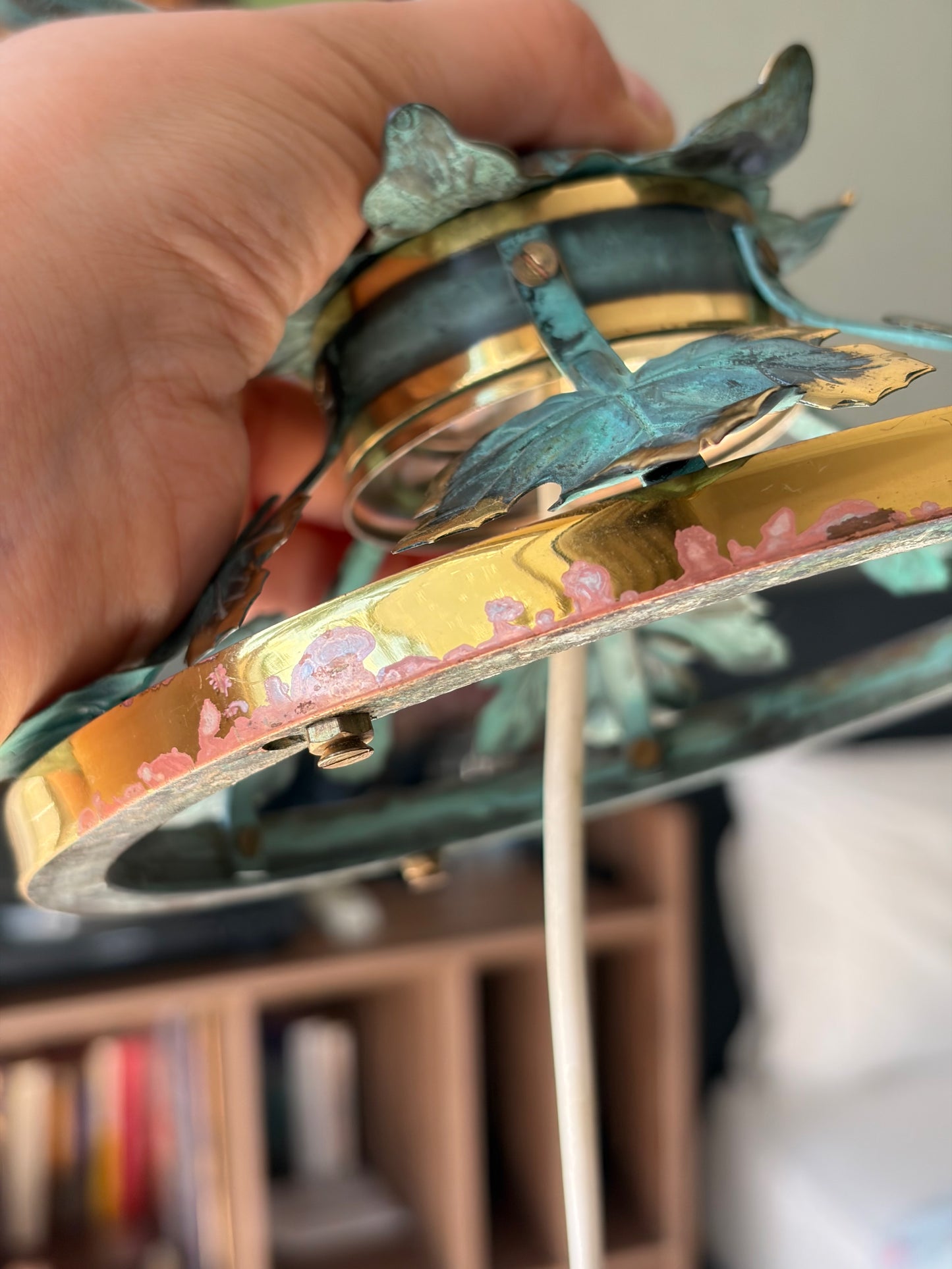 LAMPE BRAS ARQUÉ FEUILLES DE VIGNE TULIPE VERRE | ART NOUVEAU