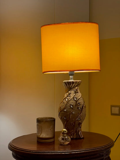 LAMPE CÉRAMIQUE FEUILLAGE DORÉ VINTAGE 💡