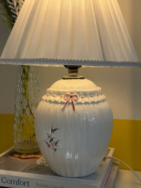 LAMPE PORCELAINE NŒUD ROSE 🎀