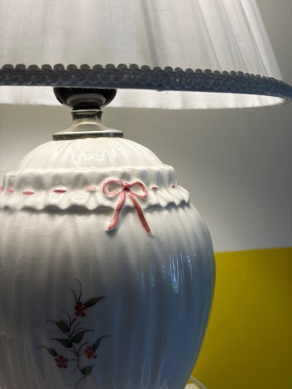 LAMPE PORCELAINE NŒUD ROSE 🎀
