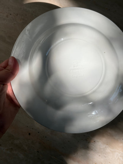ASSIETTE PORCELAINE BLANCHE BANDE BORDEAUX