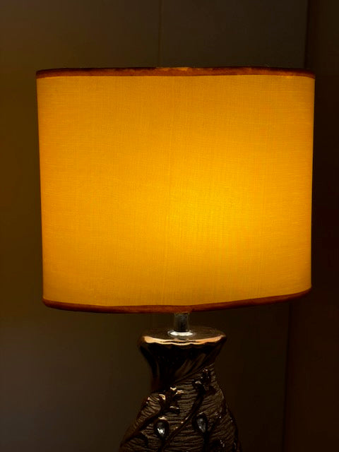 LAMPE CÉRAMIQUE FEUILLAGE DORÉ VINTAGE 💡