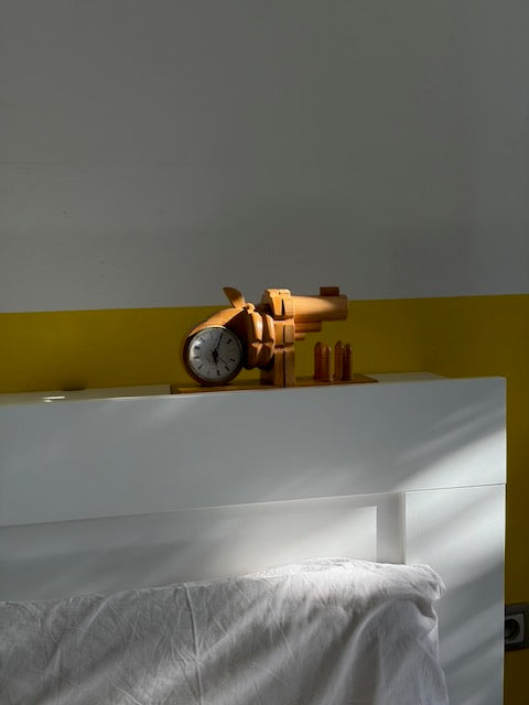 SERRE-LIVRES REVOLVER HORLOGE BOIS VINTAGE ⏰
