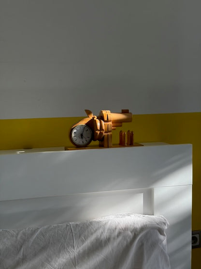 SERRE-LIVRES REVOLVER HORLOGE BOIS VINTAGE ⏰