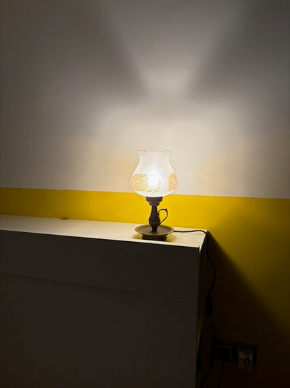 LAMPE BRONZE ABAT-JOUR OPALINE VINTAGE 🕯️