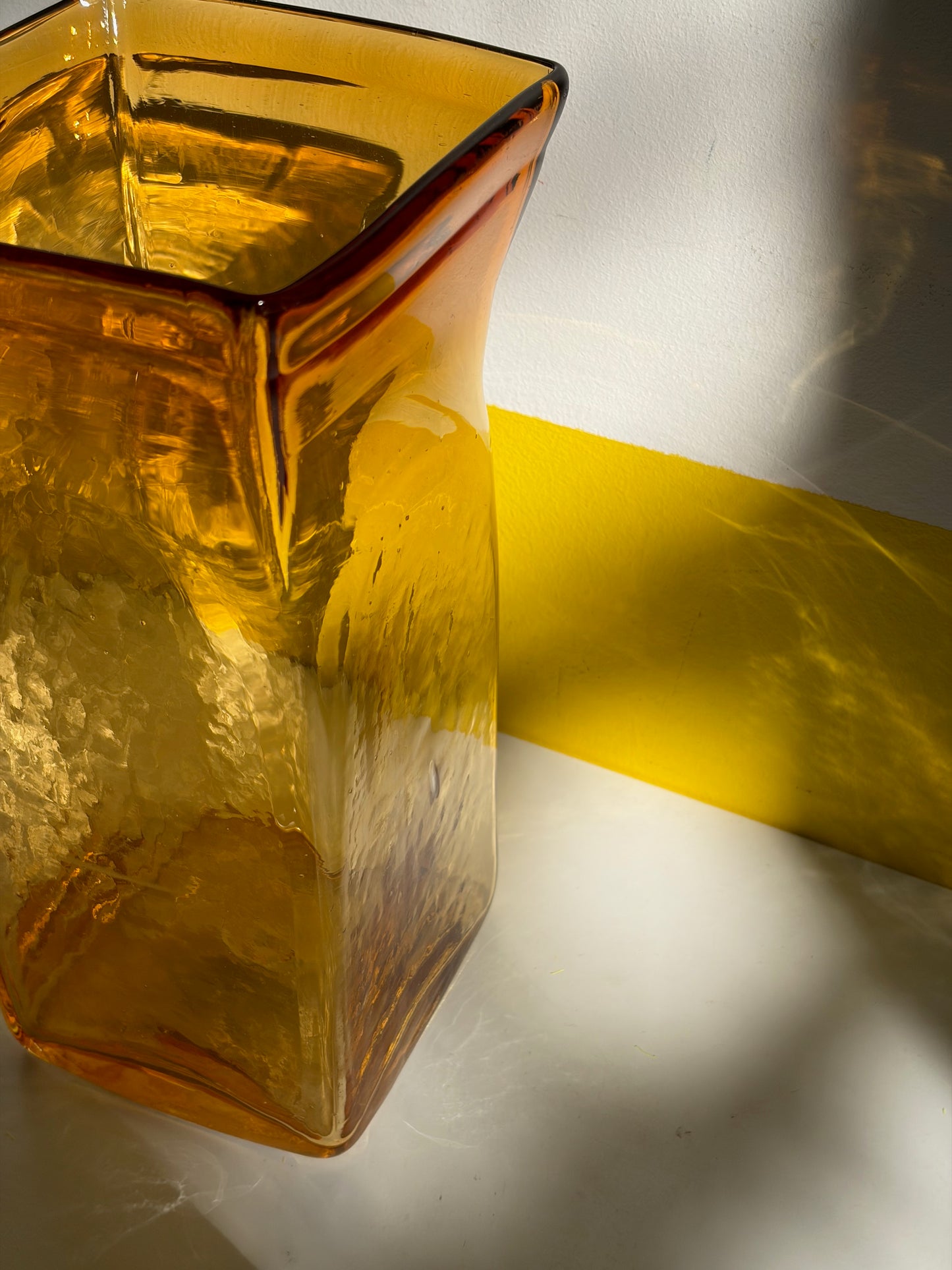 VASE VERRE AMBRÉ CARRÉ 💛☀️