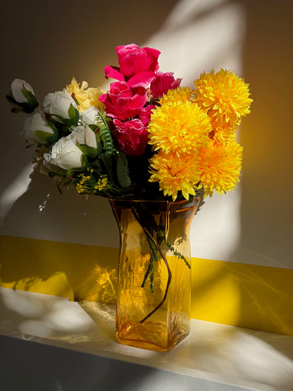 VASE VERRE AMBRÉ CARRÉ 💛☀️