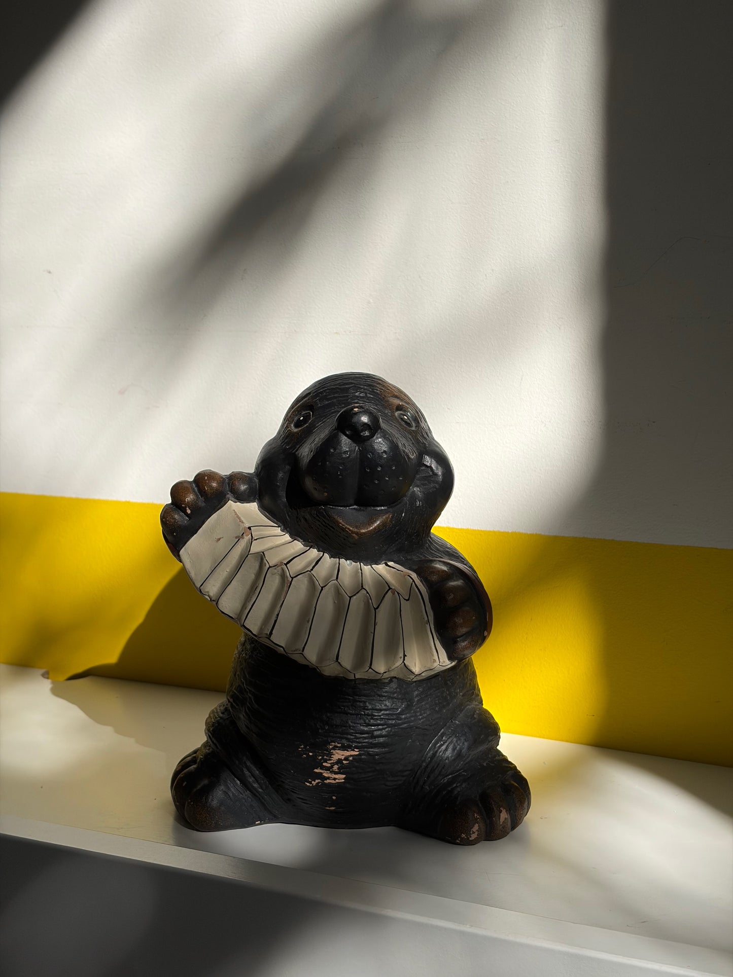 GRANDE FIGURINE OURS CLOWN CÉRAMIQUE NOIRE | VINTAGE 🐻🖤