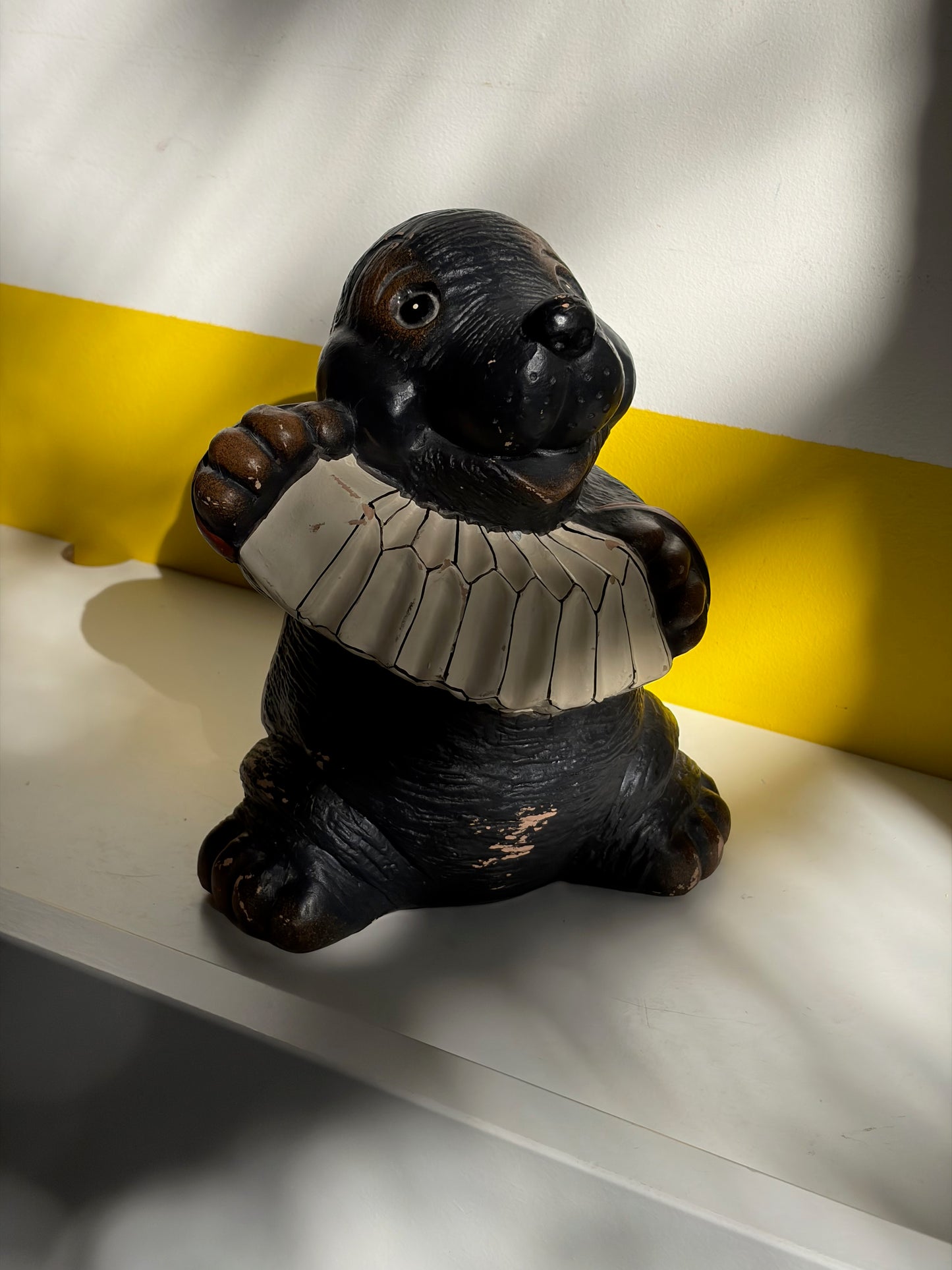 GRANDE FIGURINE OURS CLOWN CÉRAMIQUE NOIRE | VINTAGE 🐻🖤
