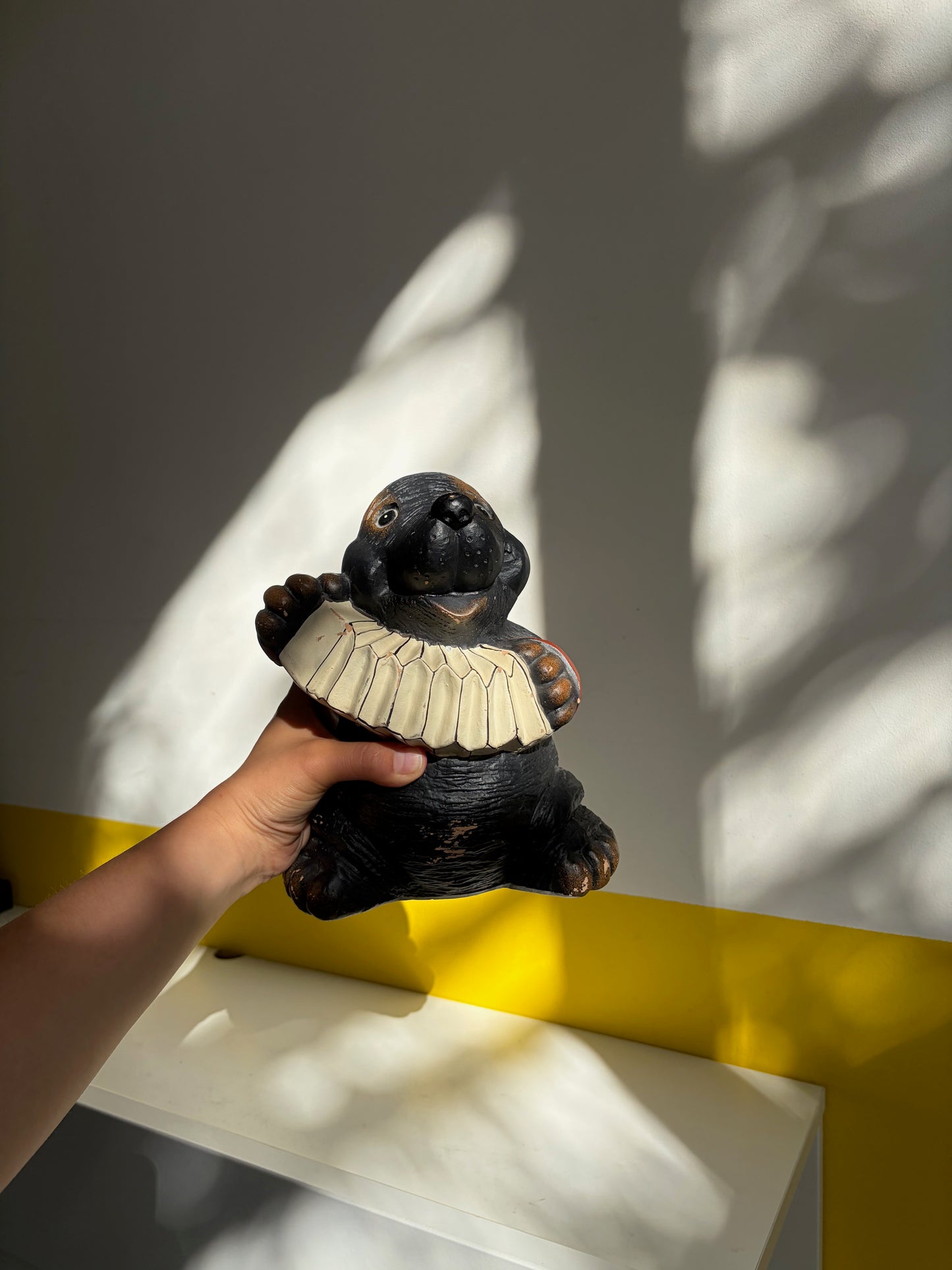 GRANDE FIGURINE OURS CLOWN CÉRAMIQUE NOIRE | VINTAGE 🐻🖤
