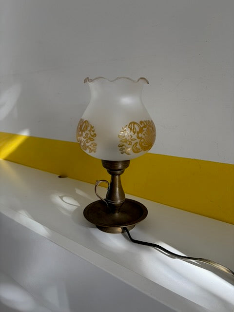 LAMPE BRONZE ABAT-JOUR OPALINE VINTAGE 🕯️