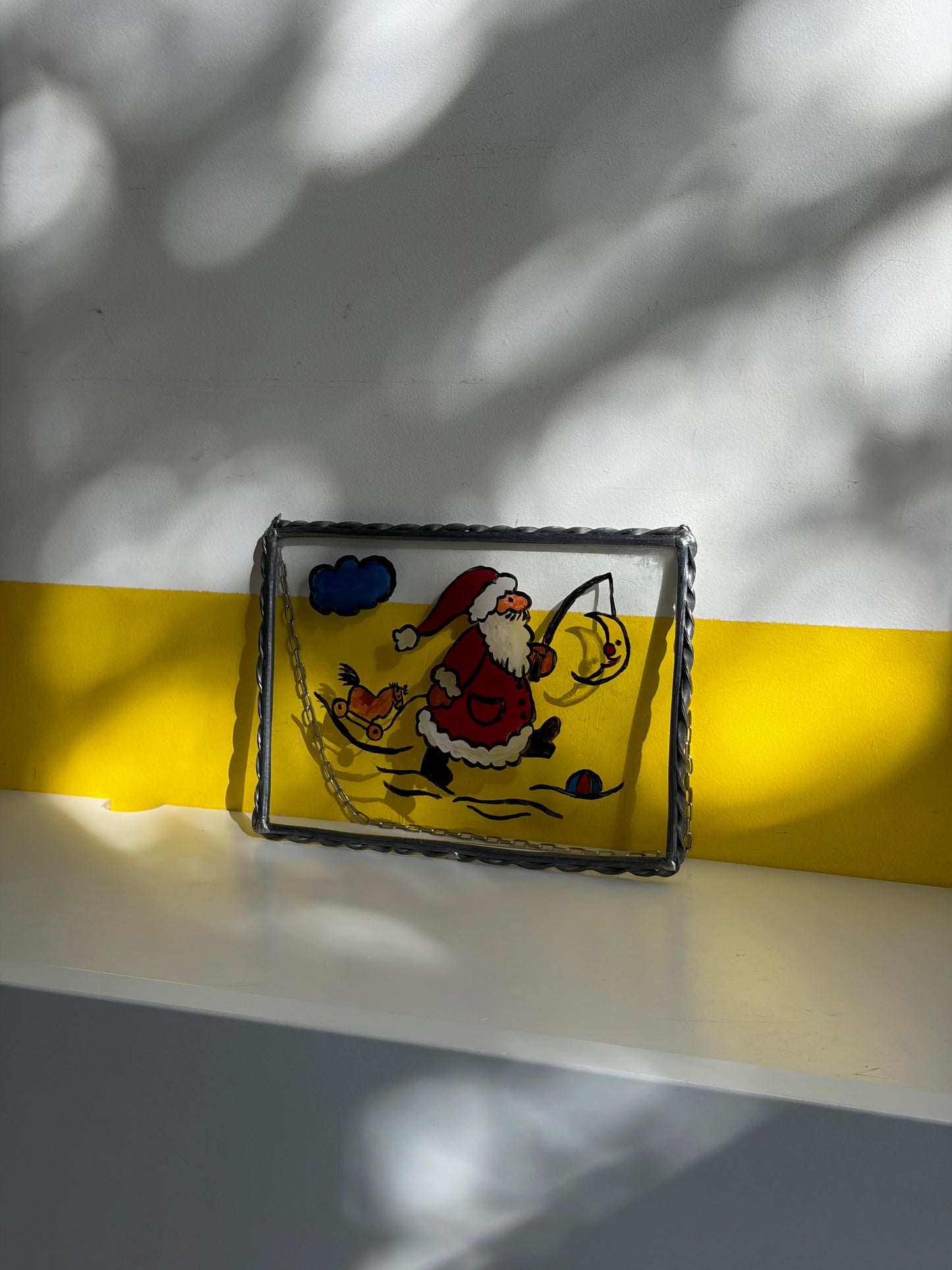 TABLEAU VERRE PEINT PÈRE NOËL HUMORISTIQUE | VINTAGE 🎅🌙