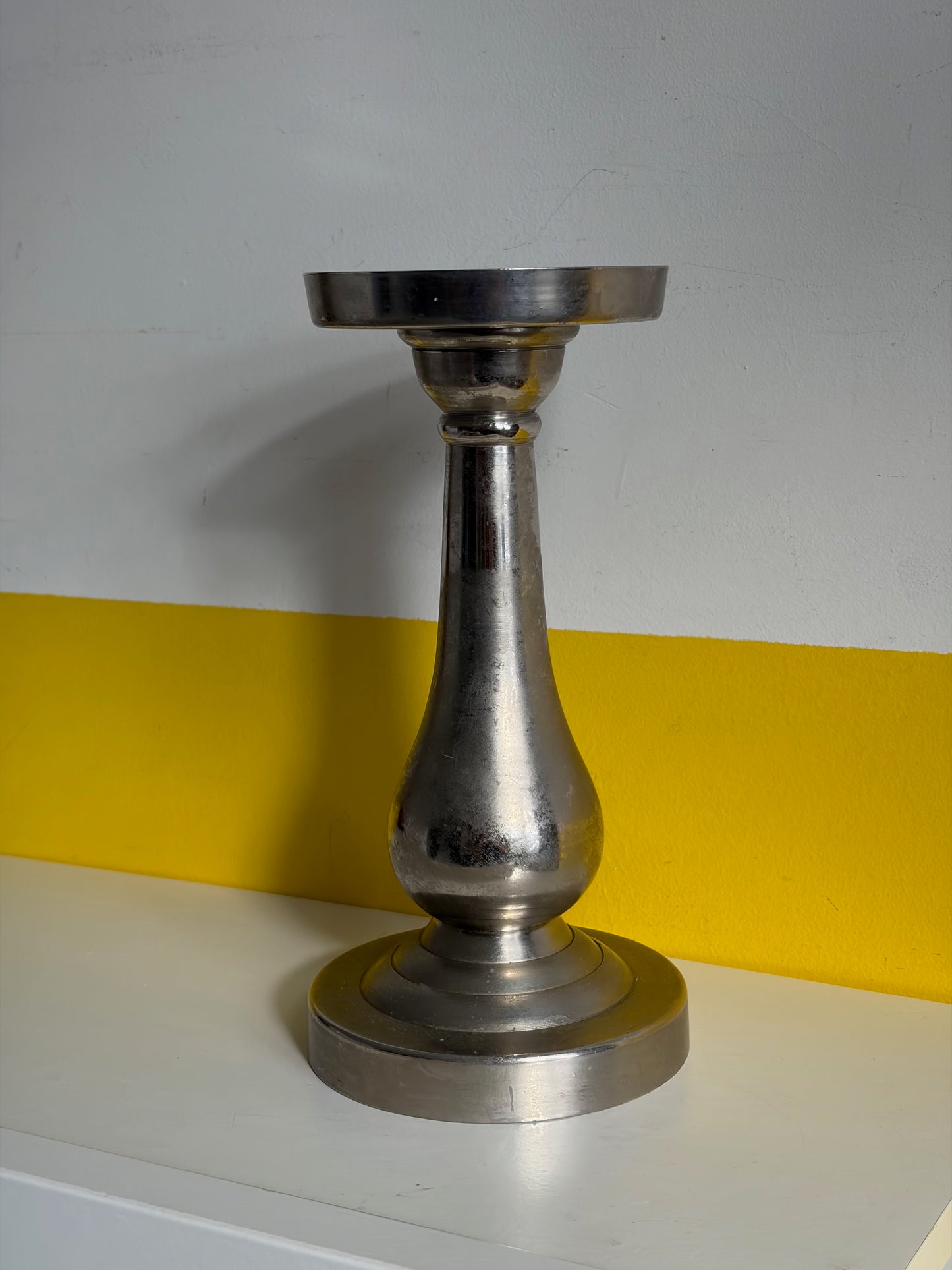 BOUGEOIR MÉTAL ARGENTÉ PATINÉ STYLE BALUSTER | VINTAGE 🕯️🤍