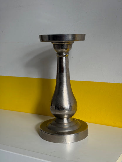 BOUGEOIR MÉTAL ARGENTÉ PATINÉ STYLE BALUSTER | VINTAGE 🕯️🤍