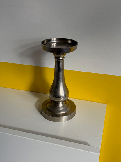 BOUGEOIR MÉTAL ARGENTÉ PATINÉ STYLE BALUSTER | VINTAGE 🕯️🤍