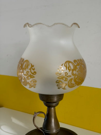 LAMPE BRONZE ABAT-JOUR OPALINE VINTAGE 🕯️