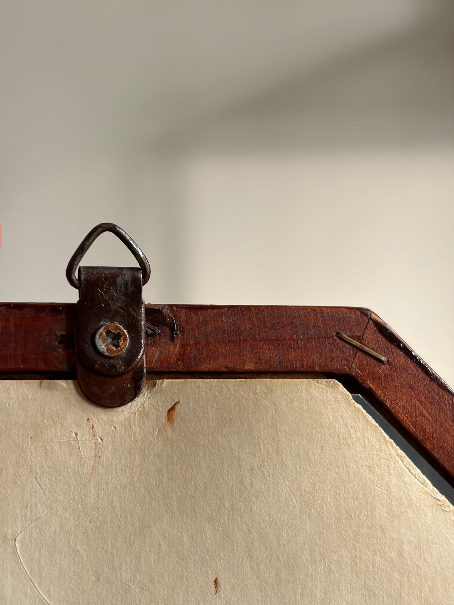 MIROIR OCTOGONAL CADRE BOIS LAQUÉ BORDEAUX | VINTAGE 🪞🤎