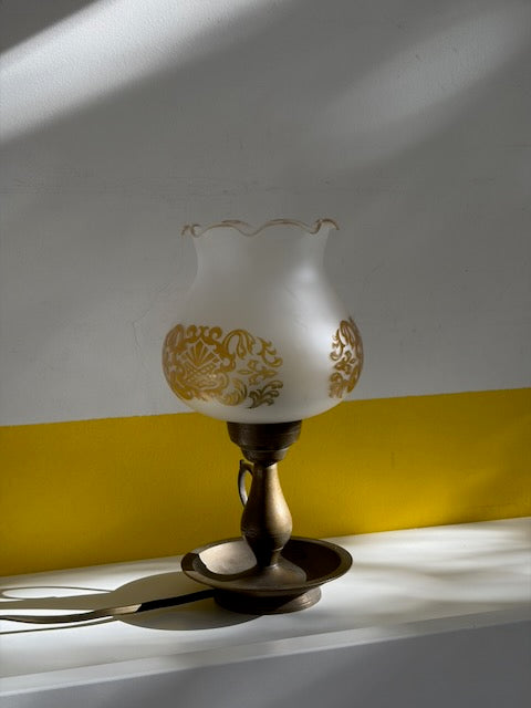 LAMPE BRONZE ABAT-JOUR OPALINE VINTAGE 🕯️
