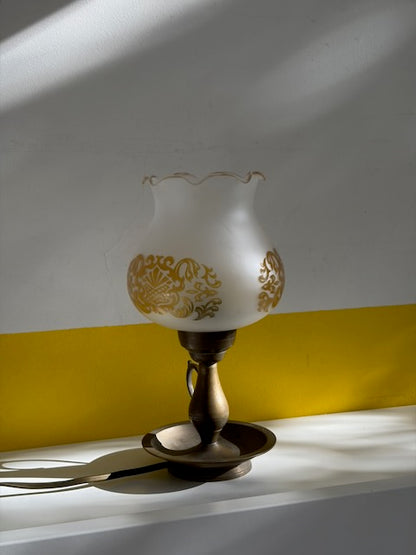 LAMPE BRONZE ABAT-JOUR OPALINE VINTAGE 🕯️