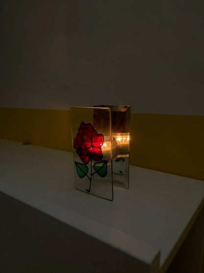 PHOTOPHORE ROSE VITRAIL VINTAGE 🌹