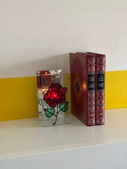 PHOTOPHORE ROSE VITRAIL VINTAGE 🌹