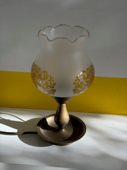 LAMPE BRONZE ABAT-JOUR OPALINE VINTAGE 🕯️