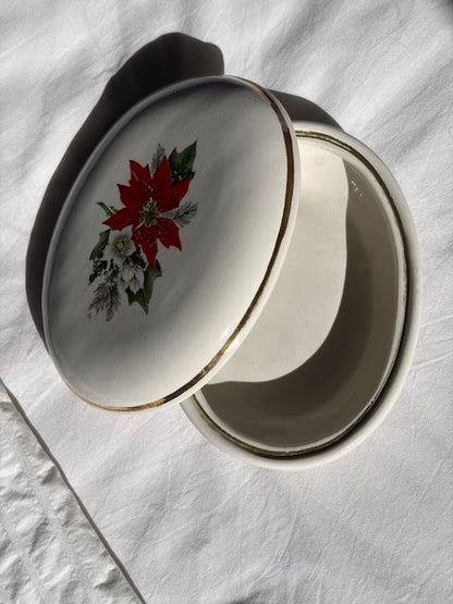 BONBONNIÈRE OVALE POINSETTIA VINTAGE 🎄