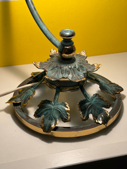 LAMPE BRAS ARQUÉ FEUILLES DE VIGNE TULIPE VERRE | ART NOUVEAU