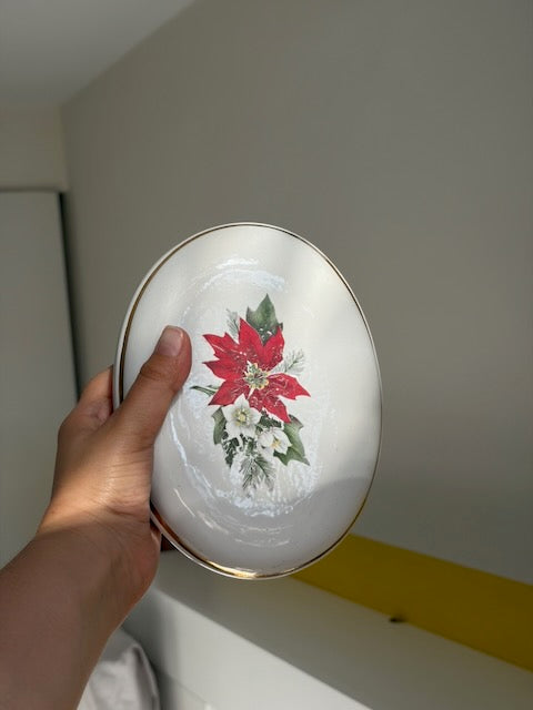 BONBONNIÈRE OVALE POINSETTIA VINTAGE 🎄