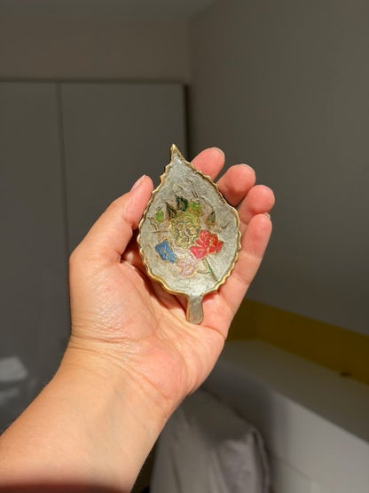 VIDE-POCHE FEUILLE ÉMAILLÉ VINTAGE 🍂