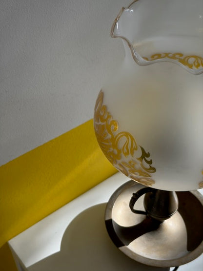 LAMPE BRONZE ABAT-JOUR OPALINE VINTAGE 🕯️